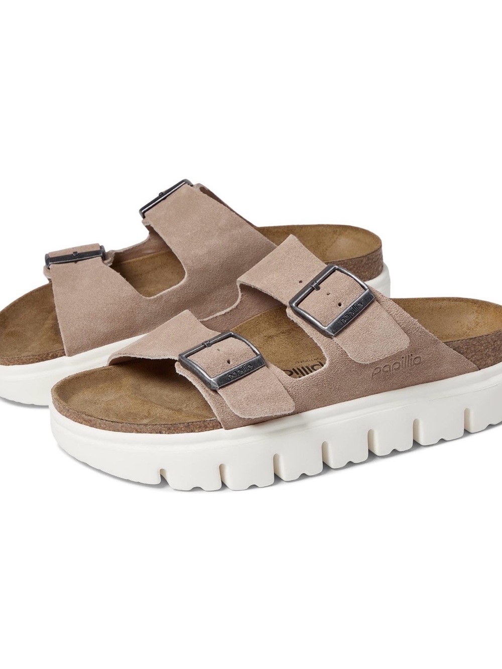 Papillio Beige Suede Double-Strap Platform Sandals size 38